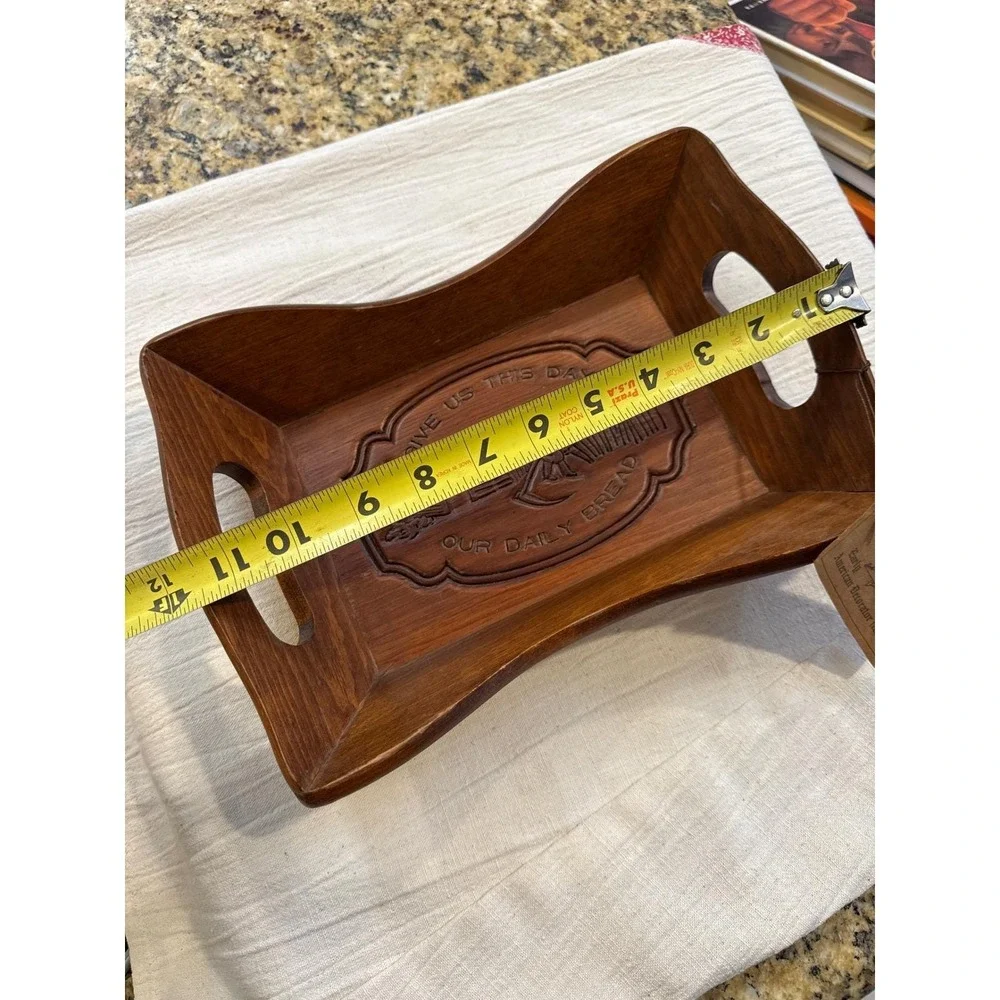 Cape Craftsmen Wood Bread Tray Give Us This Day Our Daily Bread Harvest Carved